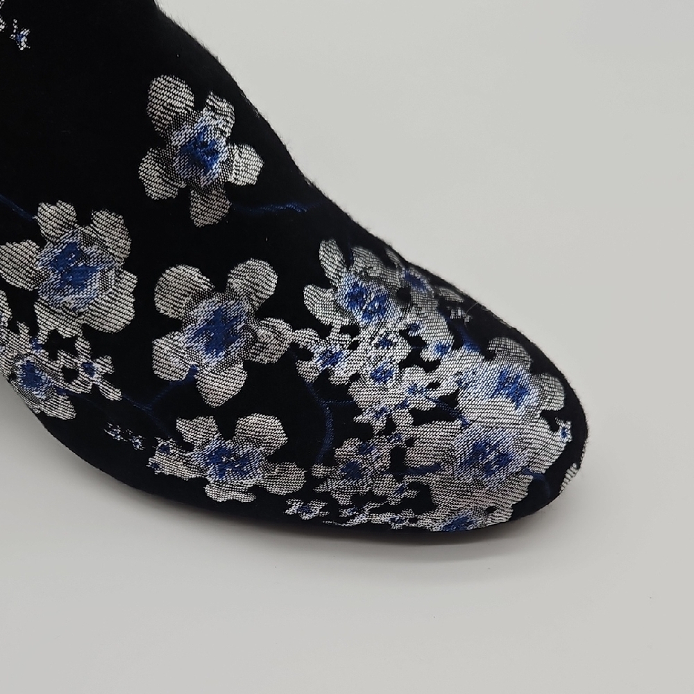 SO Floral Embroidered Ankle Boots - Black and Blue - Picture 2 of 14